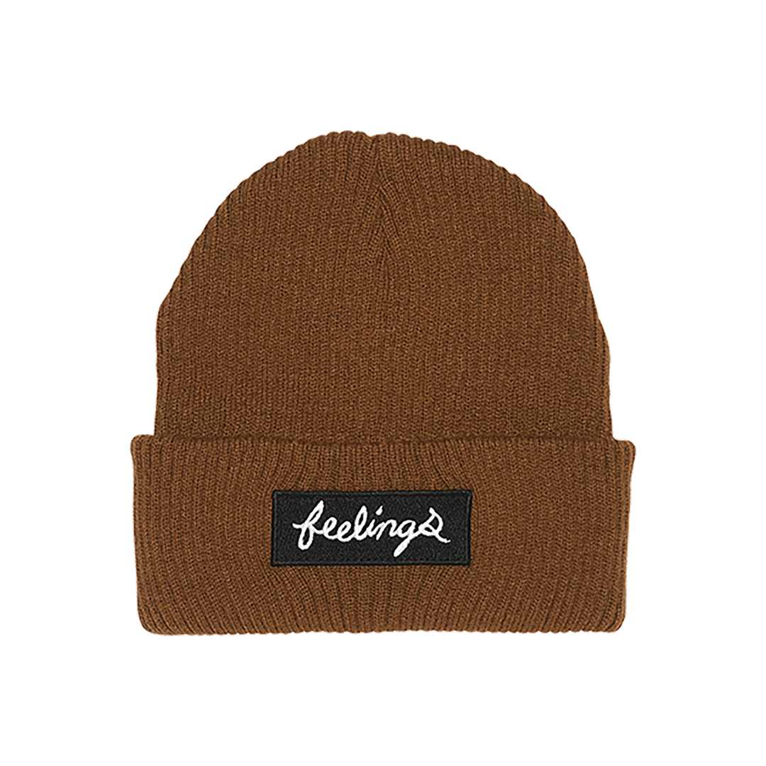 Stripe Logo Beanie Brown Toffee