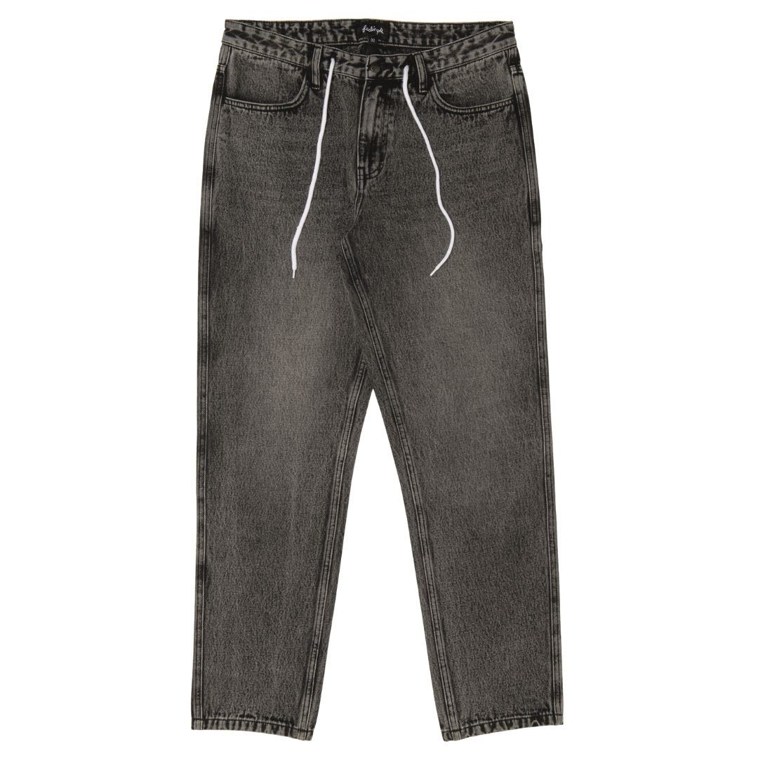 Grinder Pants Black Acid Wash Denim