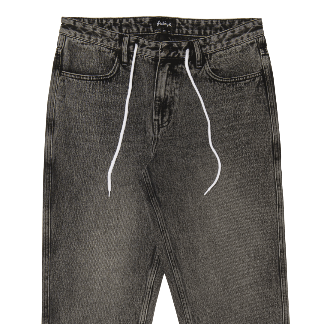 Grinder Pants Black Acid Wash Denim