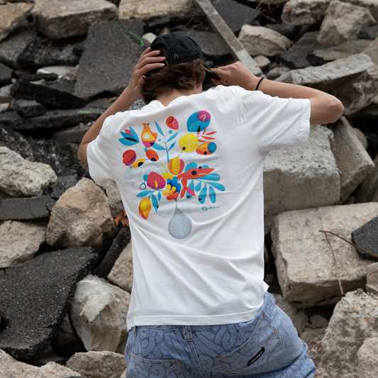 Flores Short Sleeves Tee Shirt White