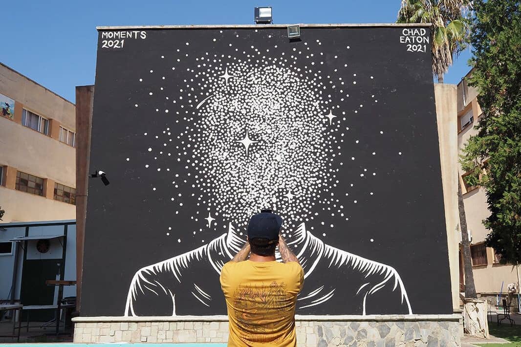 The Sparse mural by Chad Eaton at the School of Art of Sevilla Spain