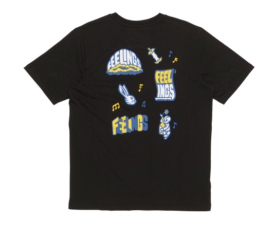 Patchwork Short Sleeves Tee Shirt Black